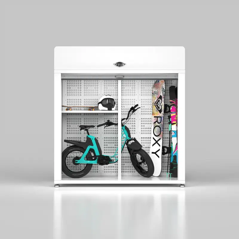 Unit holding an e-bike and a surfboard